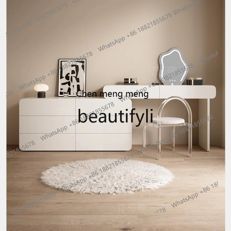 

Solid wood dresser bedroom storage makeup table integrated light luxury paint dressing table H