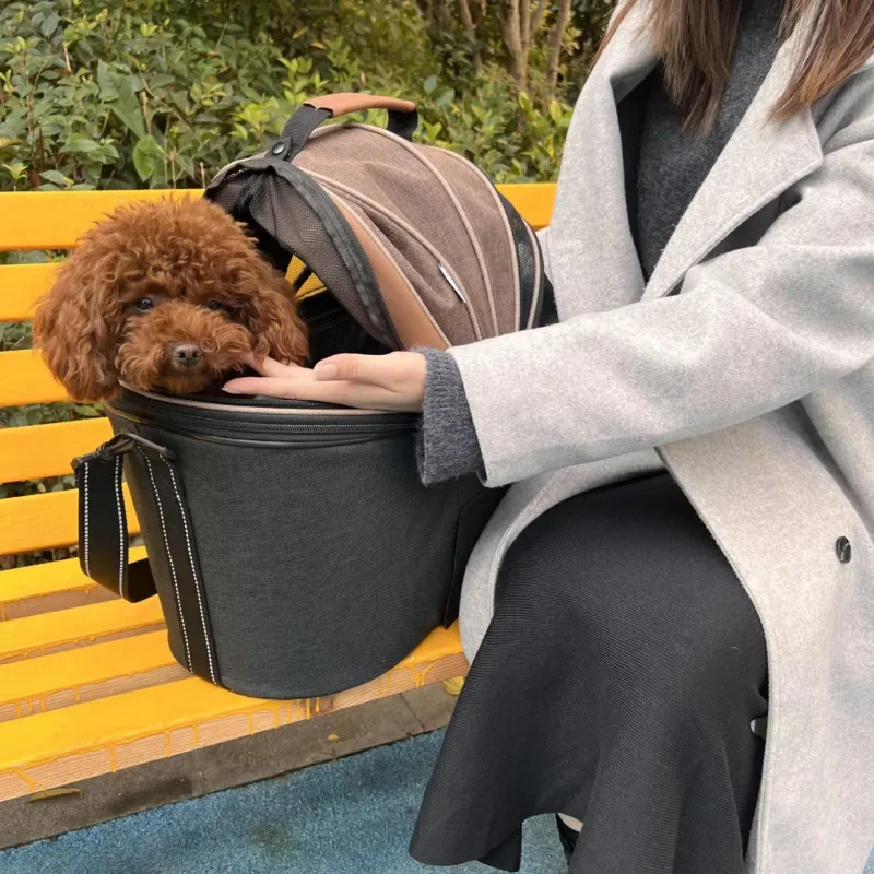 Bicycle Rear Seat Dog Basket, 2 in 1 Transport Case Multi-function Large Capacity Dog Trolley, Breathable, Comfortable Pet Carry