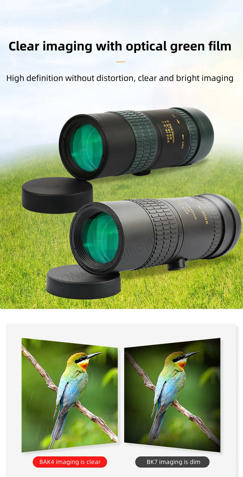 10-300X Zoom High Definition Leistungsstarke Fernglas Teleskop Fernbedienung Tragbare Hochwertige Professionelle Jagd Monokulare Teleskop – Detail 3