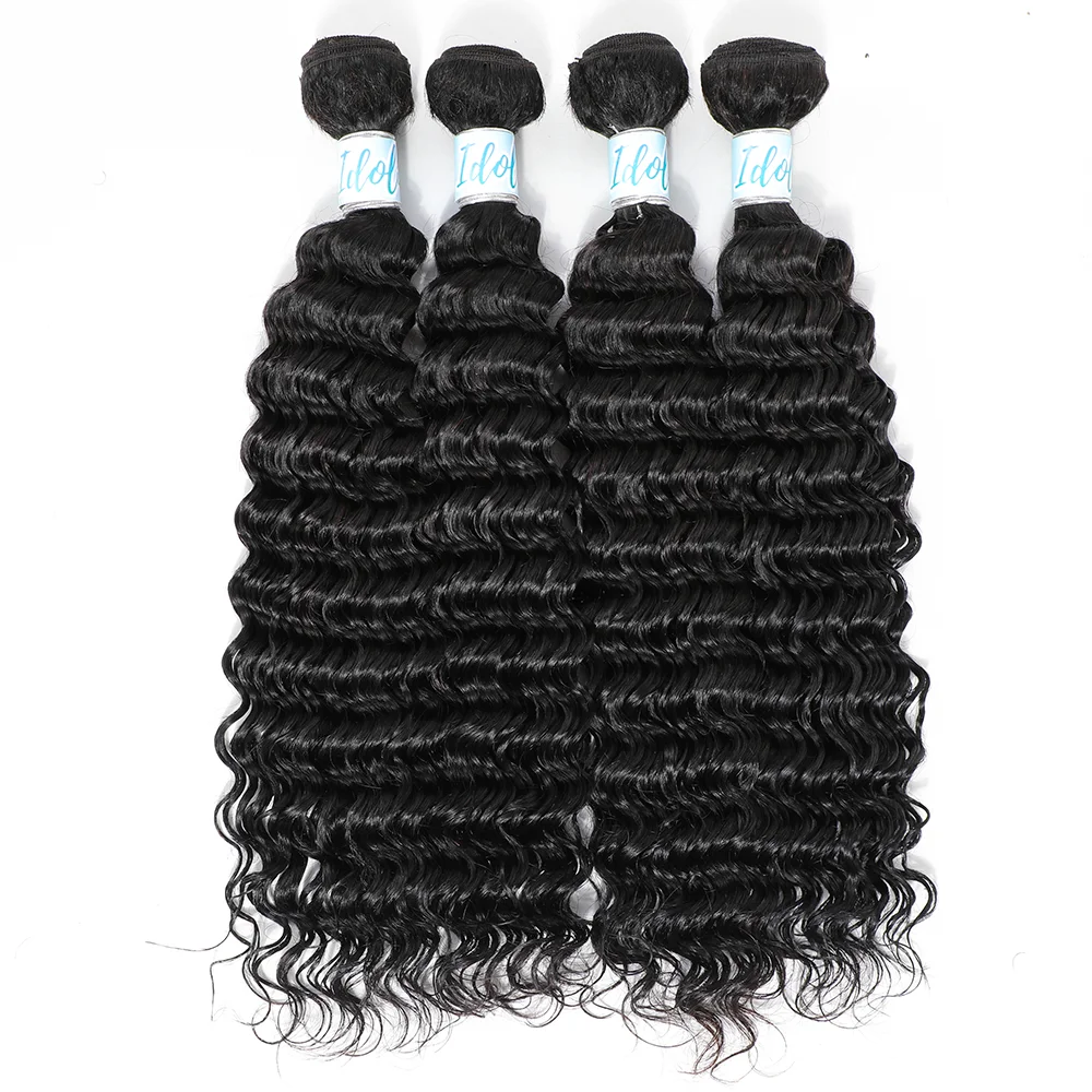 12A Brazilian Deep Wave Human Hair Bundles 100% Unprocessed Virgin Remy Hair Deep Curly Human Hair Weave Bundles