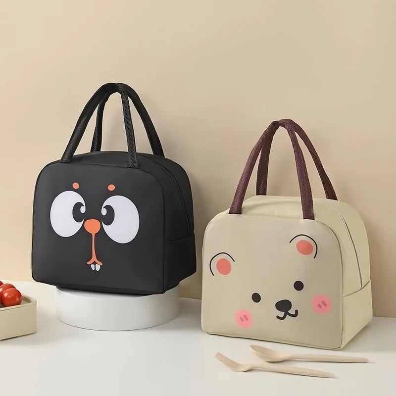 1pc Lunch Bag, Portable Cute Cartoon Pattern Thermal Bento Bag, Reusable Thickened Insulation Lunch Bag