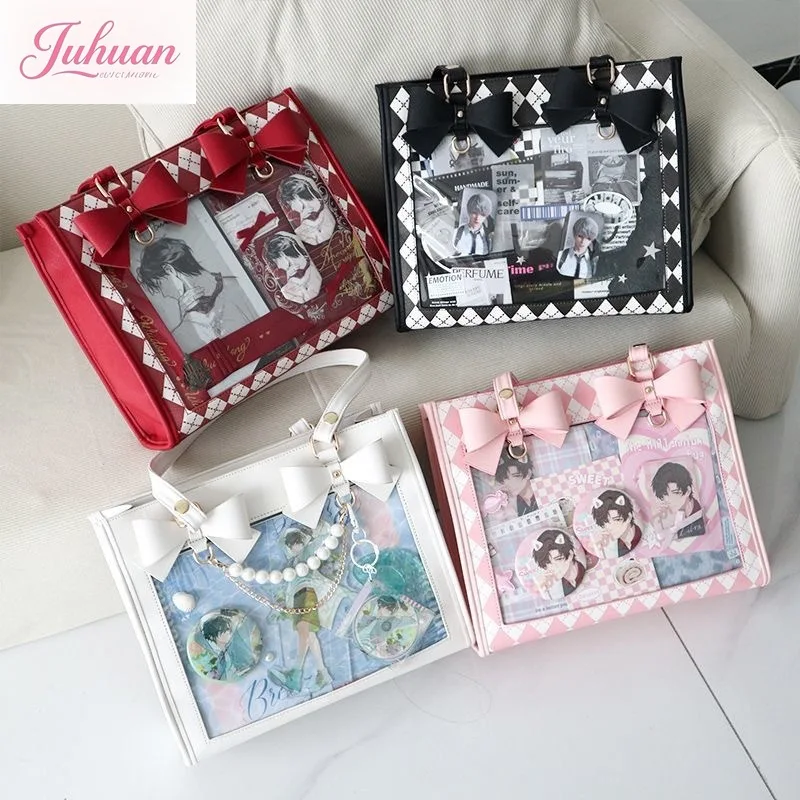 Tas Belah Ketupat Kurir Serbaguna Harian Jepang Tas Lta Rasa Sakit Transparan Lencana Bar Dua Dimensi Wanita Tas Busur Lolita Anak Perempuan