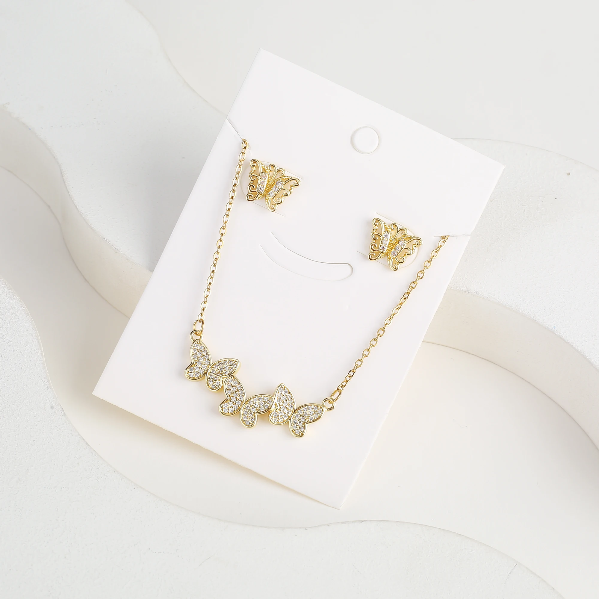 6 Styles New Fashion Zirconia Butterfly Insect Jewelry Set Necklace Earrings Temperament Women Girls Party Jewelry Birthday Gift