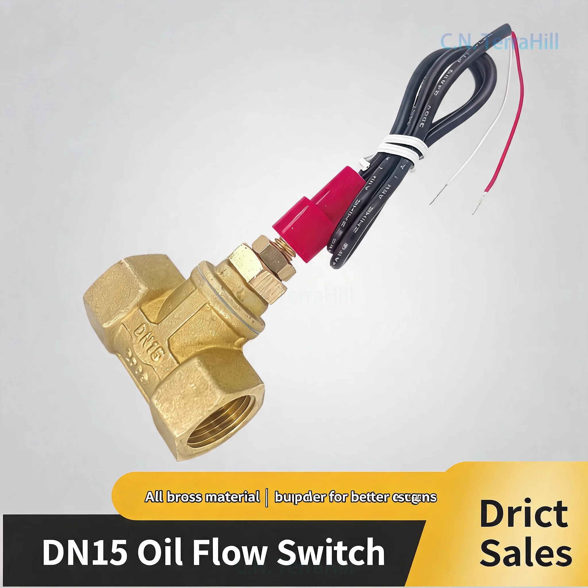 Brass Flow Switch 1/2 Inch DN15 Normally Open Signal Flow Switch for Air Source Water Heater, Large Flow Rate, Durable Magnetic