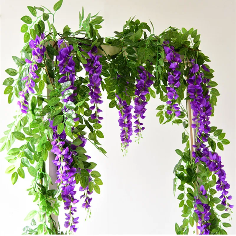 

High Quality Artificial Flower String Ivy Simulated Wisteria Garland Wedding Arch Decoration Rattan Home Garden Hanging 10 PCS