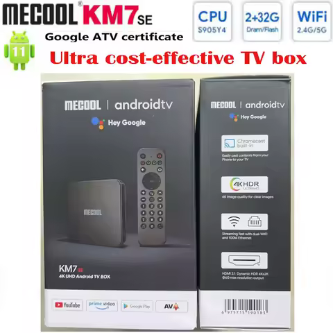 [Genuine]Global Classic Edition MECOOL KM7 SE 2G 32GB Android11 4K TV BOX AV1 Google Certified Voice Control Smart media player
