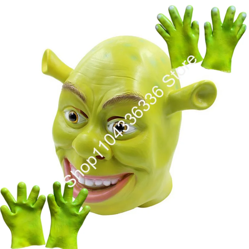 

Зеленая маска монстра, маска на Хэллоуин, фильм, косплей, головной убор, маскарадная вечеринка, тушь для ресниц, карнавал De Latex, страшная маска для животных Realista