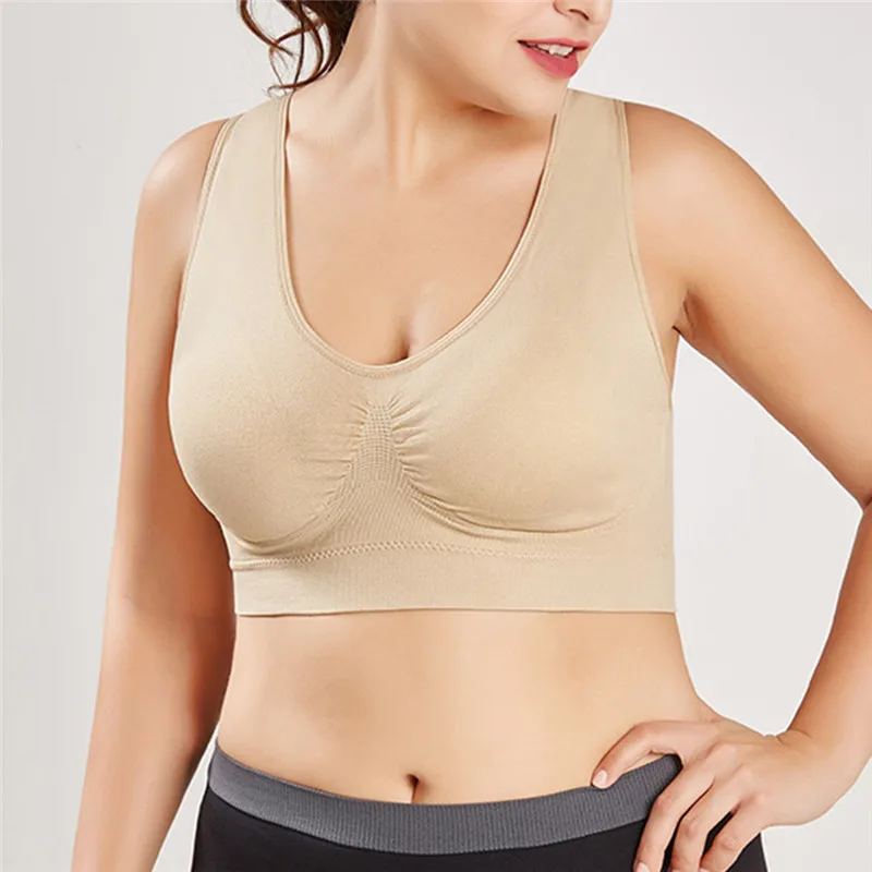 Women Bra Tops Plus Size S-4XL Ladies Sports Yoga Tops Underwear Padded Fitness Running Vest Wire Free Brassiere S-4XL