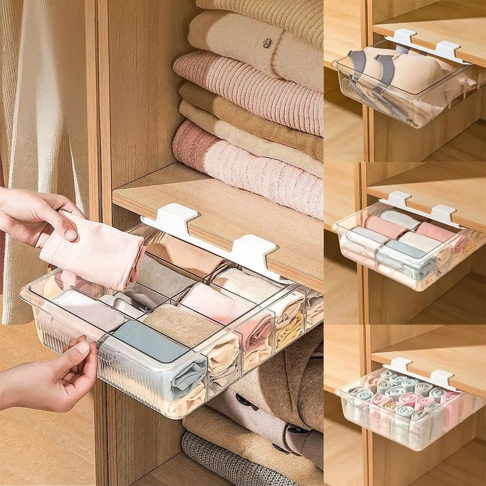 

Прозрачный органайзер для шкафа, ящик для хранения, 1/10/15 сеток, носок, под талию, органайзер для хранения нижнего белья, бесплатная установка