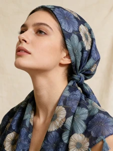 1PC blues floral print fringed scarf retro floral light shawl literary silk scarf women muslim headscarf women