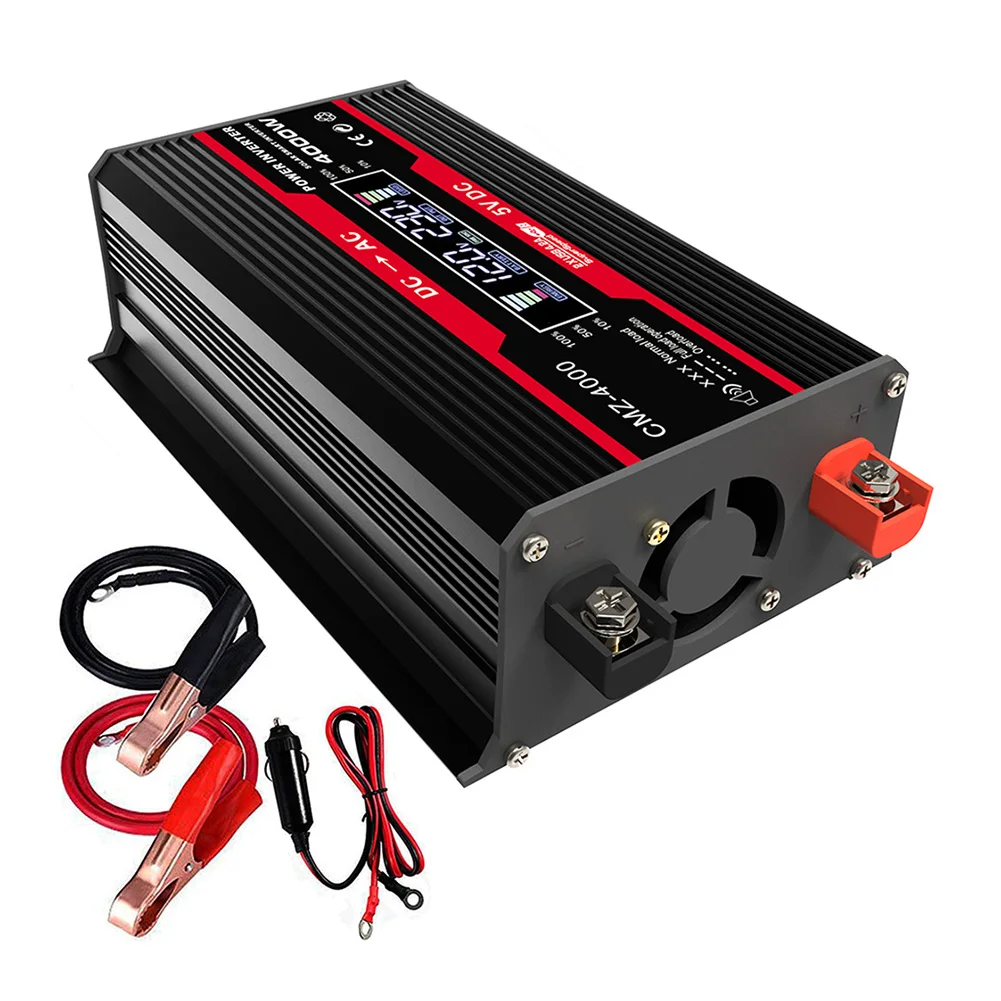 

Car Inverter Converter 12V to 110V/220V LCD Display 4000W Vehicle Power Inverter Modified Sine Wave Charge Converter