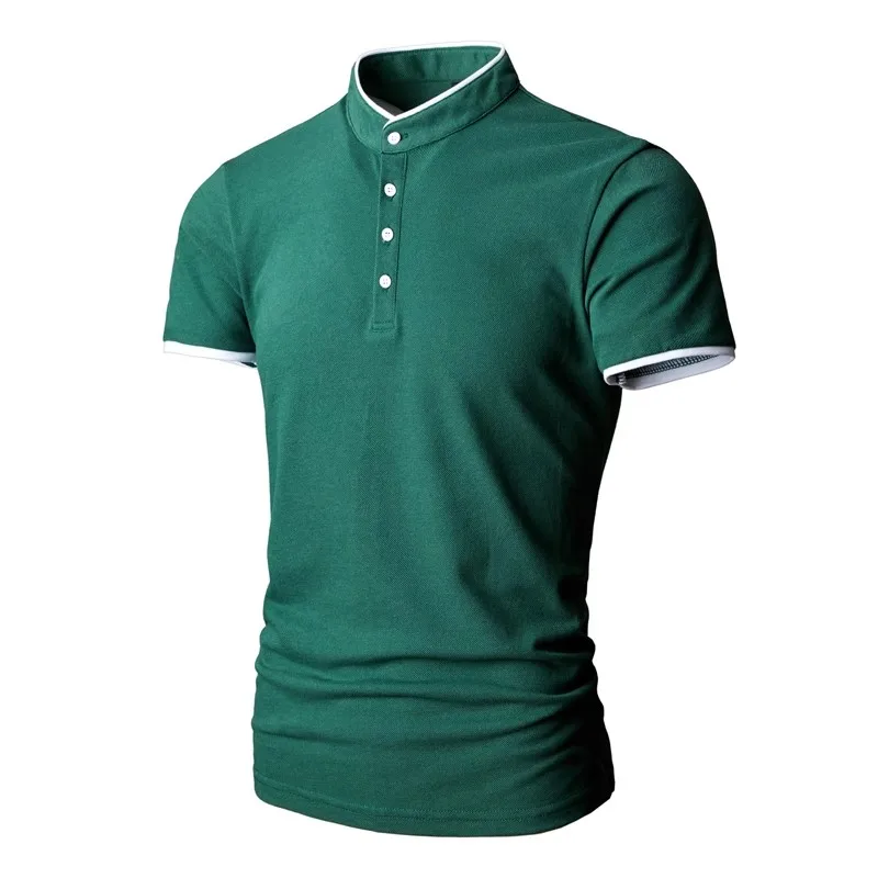 2023 Fashion Brand Polo Shirt Men\'s Summer Mandarin Collar Slim Fit Solid Color Button Breathable Polos Casual Men Tshirts Top