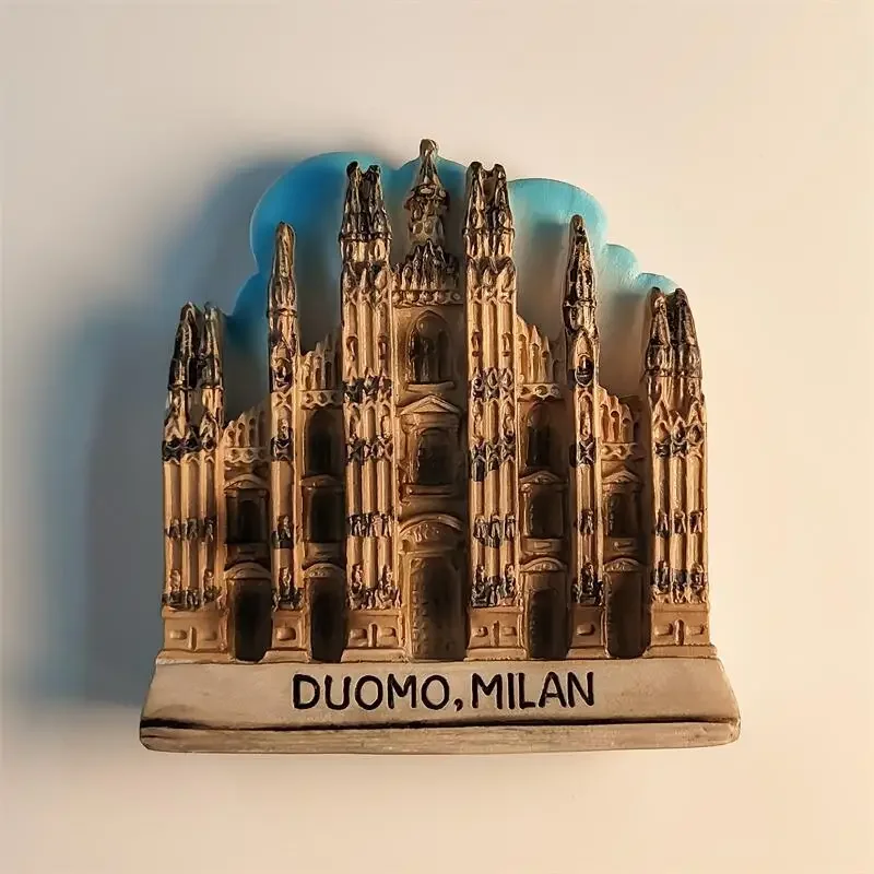 

Italy Milan Creative 3D Church Architecture Travel Souvenirs Hand-painted Decorative Magnetic Stickers Refrigerator Stickers