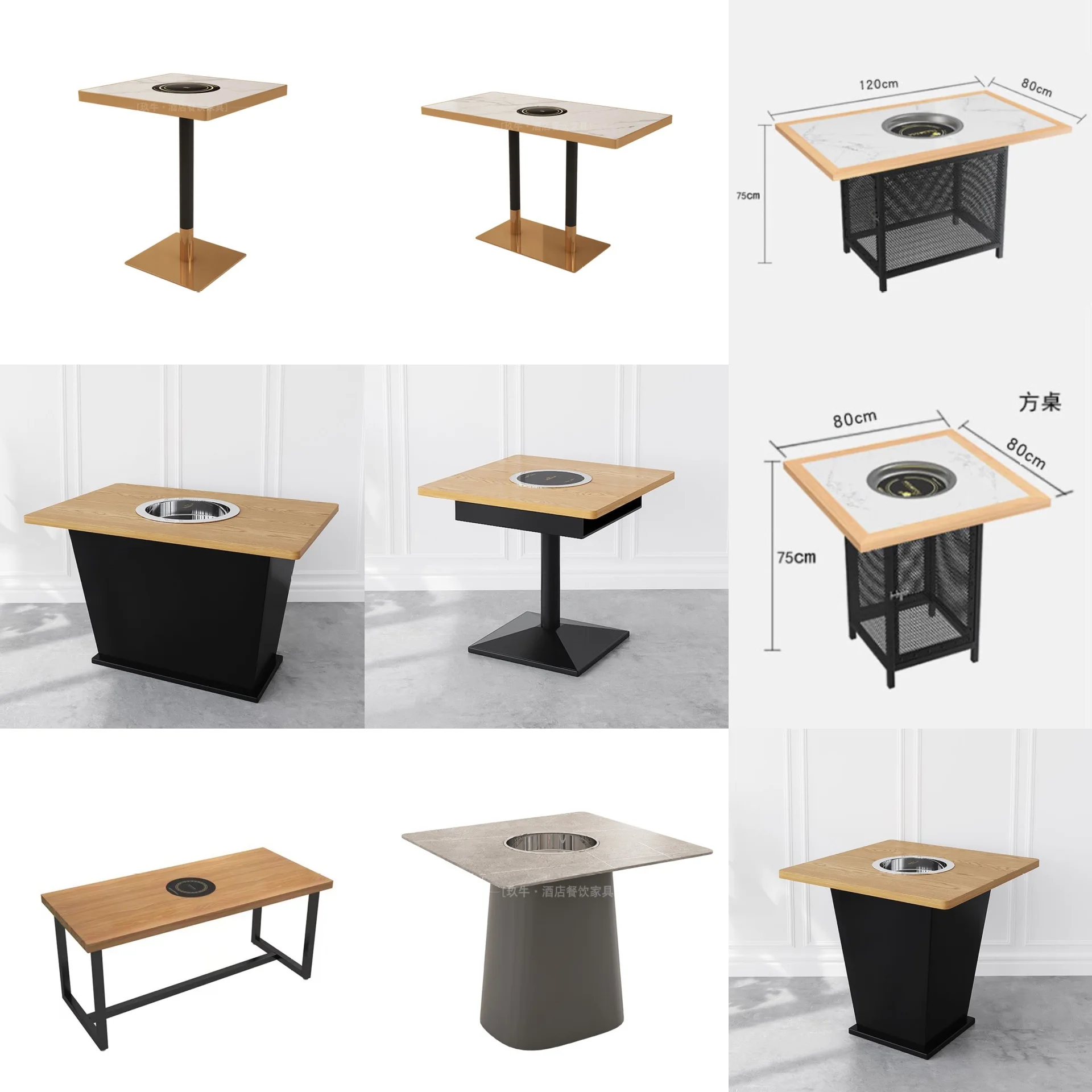 Simple smoke-free self-service barbecue barbecue hot pot restaurant table and chairs skewer hot pot table induction cooker