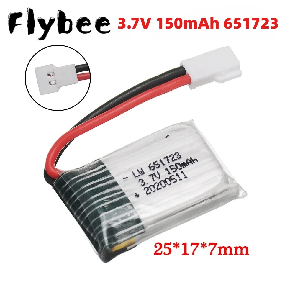 3.7V Drone Battery For Eachine H8 Mini H8 Mini Syma X2 Nihui U207 H2 Rc Quadclaptar Helicopter Spare Parts 3.7V 150mAh 651723