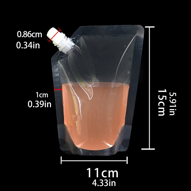 10PCS/Pack Disposable Drinking Pouches 250ML 500ML Suction Nozzle Milk Tea Beverage Juice Storage Bag Transparent Liquid Bag