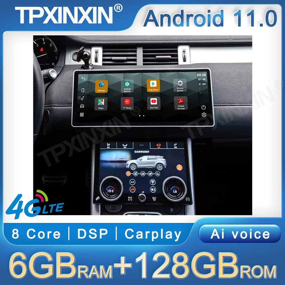 Car GPS Navigation For Land Range Rover Evoque 2012-2018 Android Auto Radio Multimedia Player Wireless Carplay Head Unit 2 Din