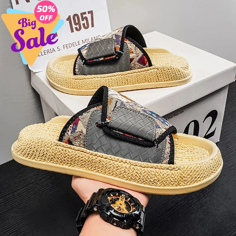 

2026 Men's Fashion Summer Slippers Anti Slip Anti Odor Soft Bottom Breathable Wear-resistant Casual Beach Sports Sandals Men