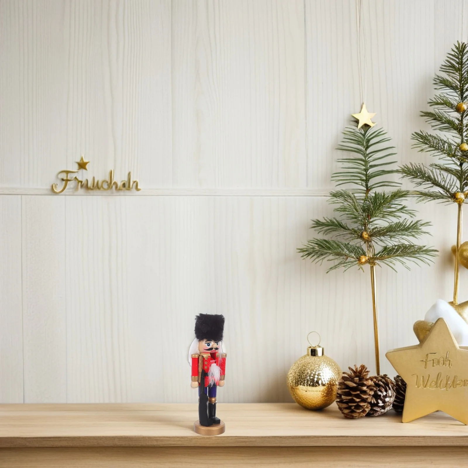 

4Pcs Wooden Christmas Nutcracker: Traditional Hand-Carved Soldier Puppet for Festive Home Decor Mantel Shelf Centerpiece