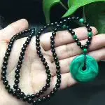 Unit One Piece Natural Green Malachite Gemstone Crystal Chinese Style Pingan Lucky Necklace Pendant For Jewelry Gift