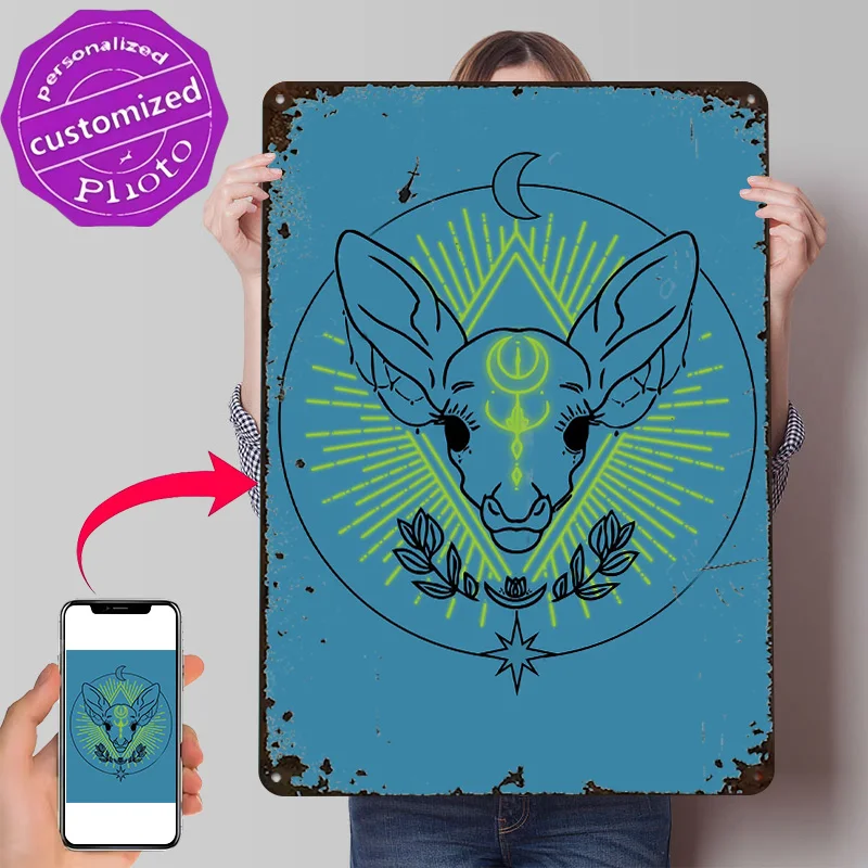 Boho Neon Deer Personalized 3D Textured Metal Poster Wall Art Vintage Tin Signs for Modern Home Decoration Gaming Bathroom Decor