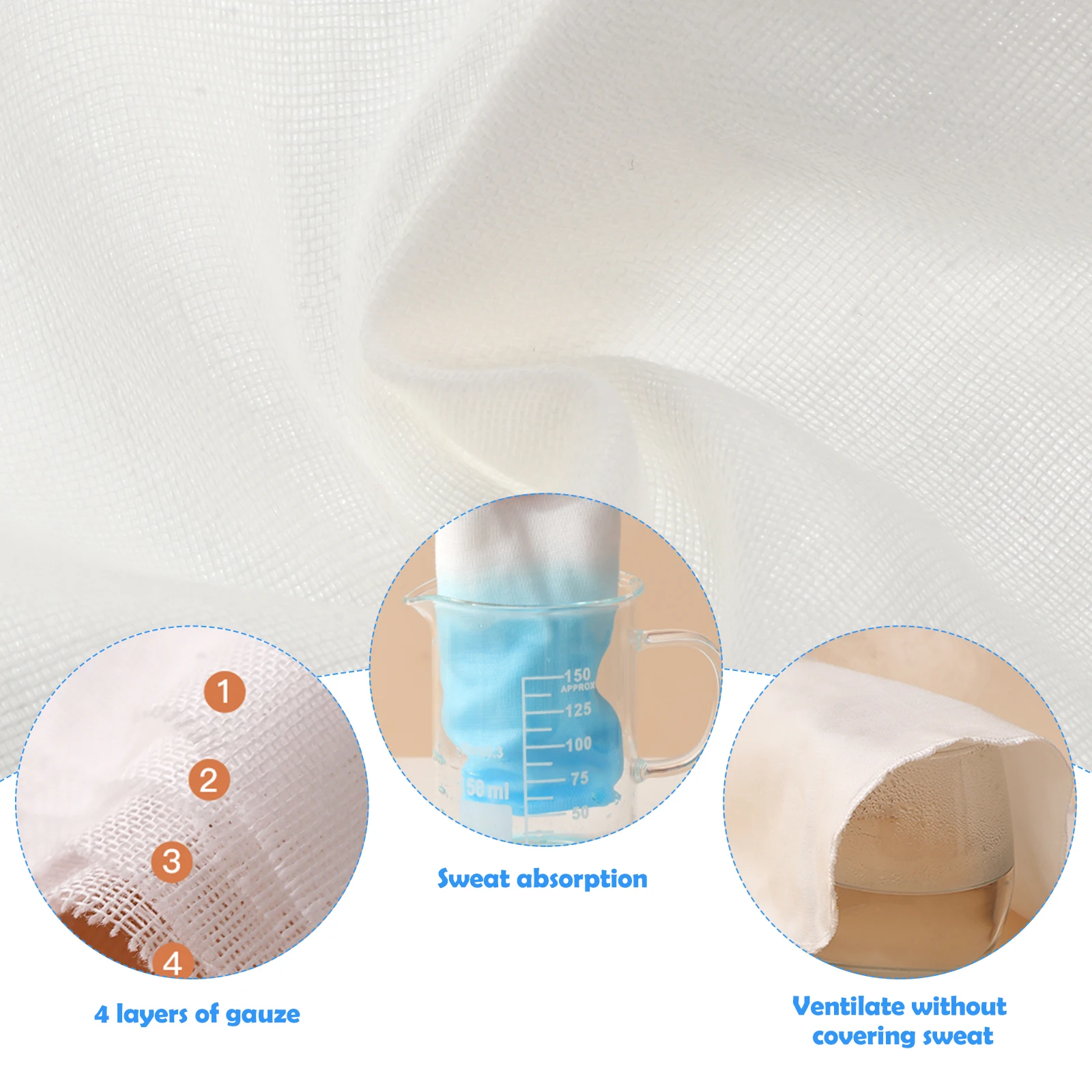 

2Pcs Baby Absorbent Sweat Towels Cotton Multi-Layer Soft Breathable Infant Back Towel Pads for Play Exercise Absorbent Towel