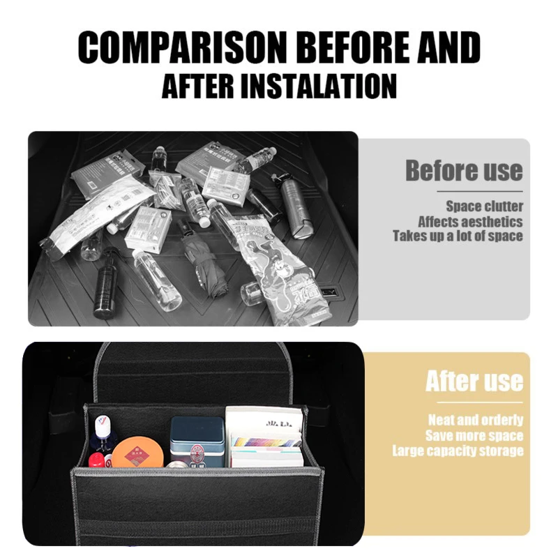 Auto-Schlüsselanhänger/VW Kofferraum-Organizer Box mit Großer Kapazität Faltbare Aufbewahrungstasche für VW GTI Polo Golf Passat Tiguan CC Arteon Jetta B6 – Detail 2