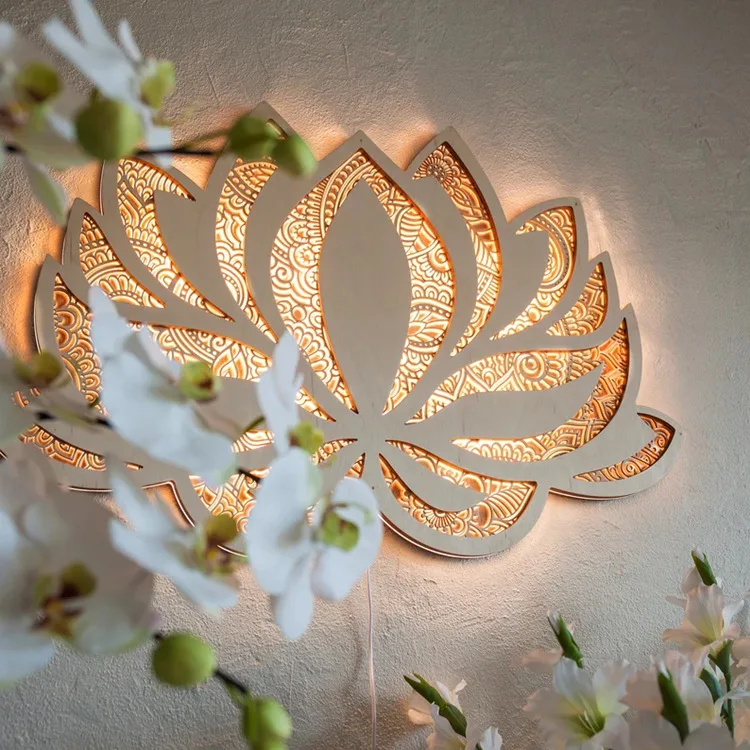 New High-end Atmosphere USB Wooden Mandala Home Fashion Decoration Creative Living Room and Bedroom Handicraft Decoration