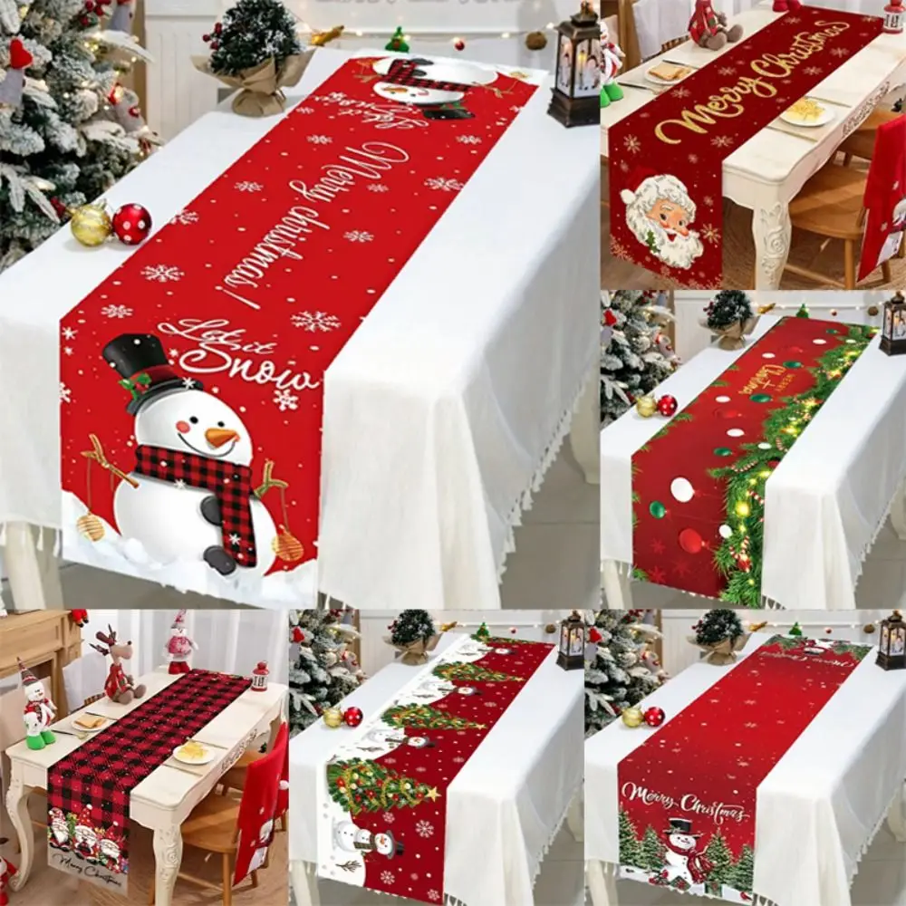 New Santa Claus Christmas Table Runner Snowman Elk Xmas Table Flag Cover New Year Table Decor Christmas Party