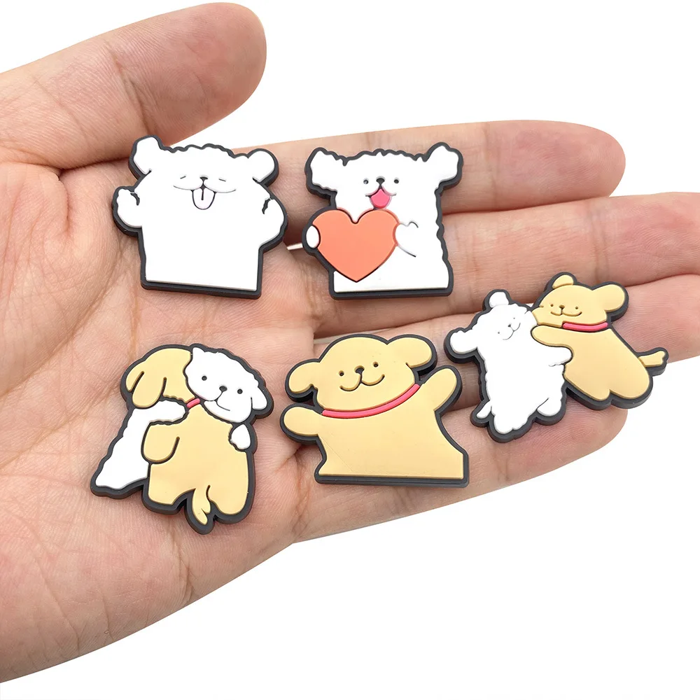1/10Pcs Cute Cartoon Line Dog Puppy PVC Rubber Shoe Charms For Slides Sandals DIY Custom Accessories Clog Decoration Gift No MOQ
