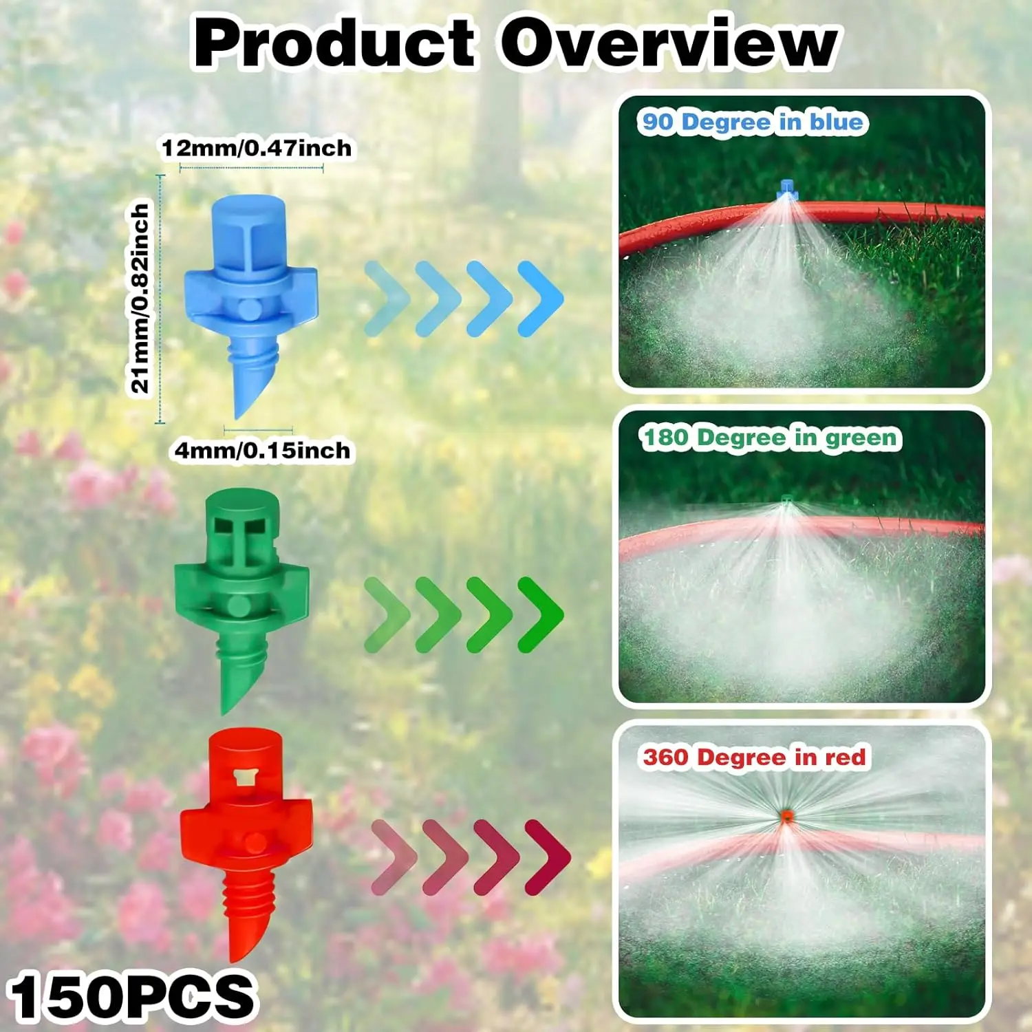 50PCS Micro Refraction Nozzle Garden Sprinkler 90/180/360 Degree Agriculture Irrigation Plant Spray Watering Nozzle