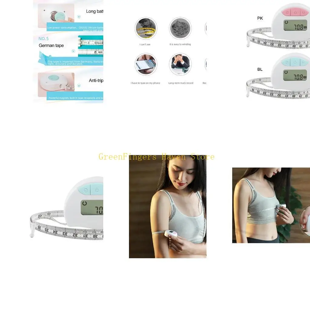 شريط محيط الجسم الرقمي F68D مع شريط ذاتي القفل وقابل للسحب لقياس العضلة ذات الرأسين للخصر #1