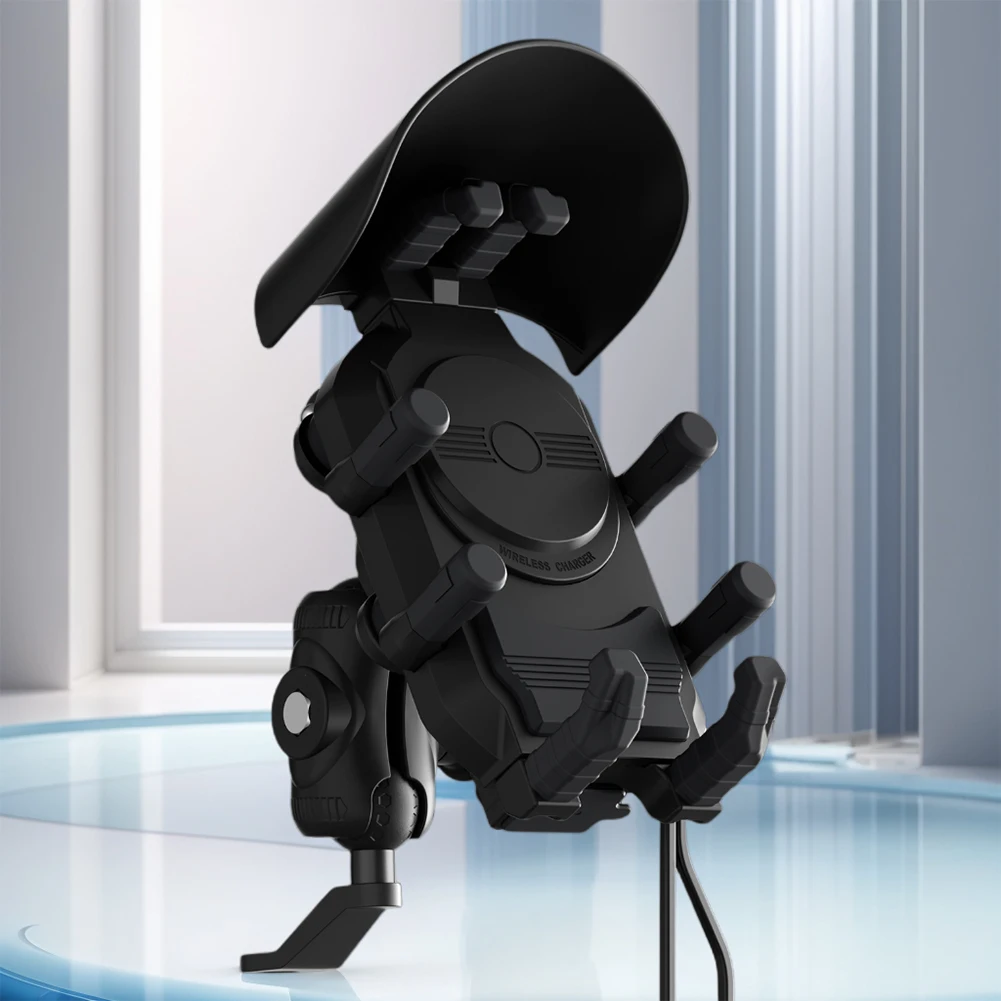 

Universal Moto Wireless Charger Motorcycle Double Quick Charging Support Anti-Theft Anti Vibration Phone Holder Handlebar Mount