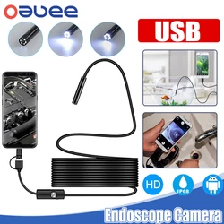 Caméra endoscopique USB Android 6LED, étanche, flexible, 5.5mm, 7mm, pour inspection, boroscope, ordinateur portable, PC