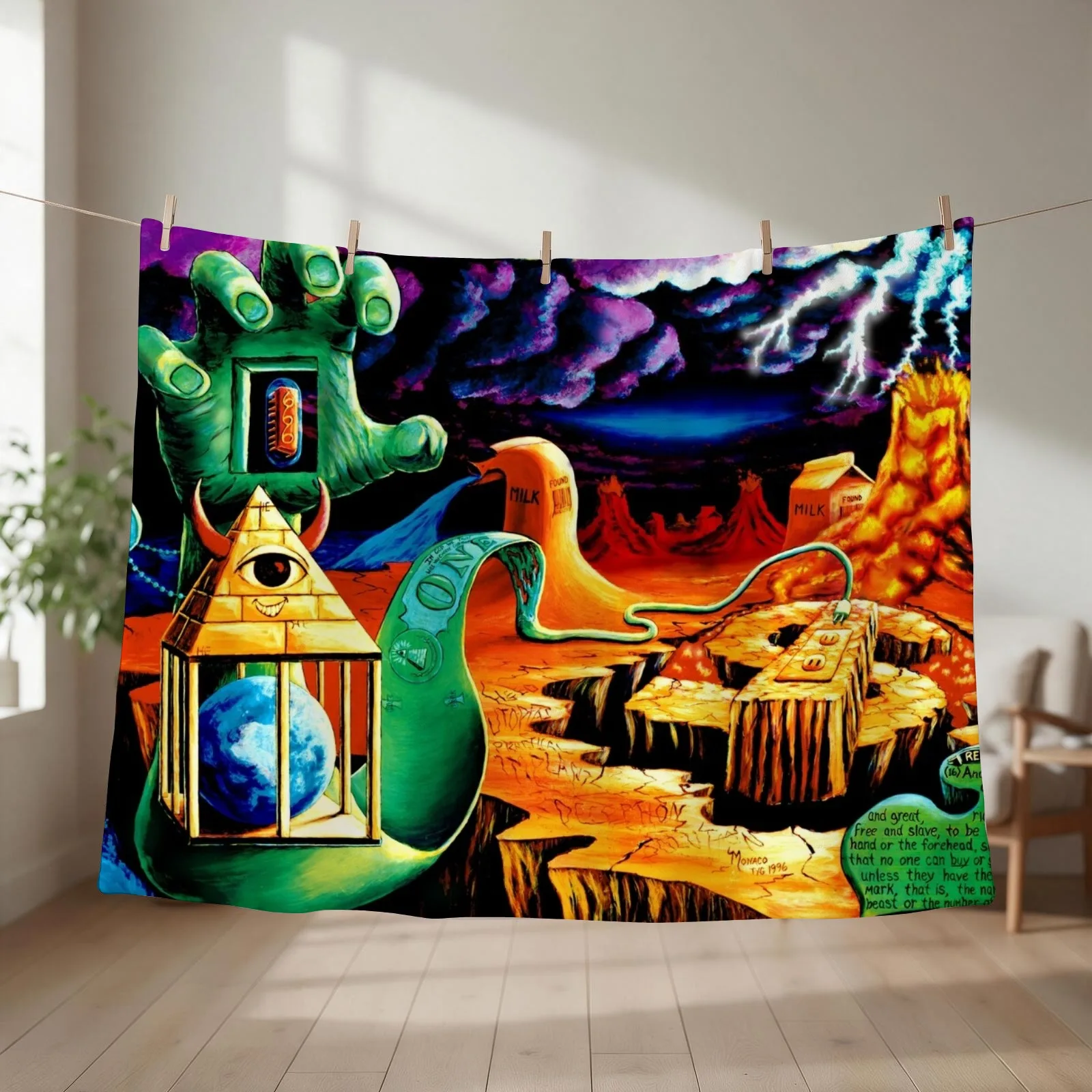 Trippy Psychedelic Surreal Cool Hippie Blacklight Decor Vincent Monaco Throw Blanket