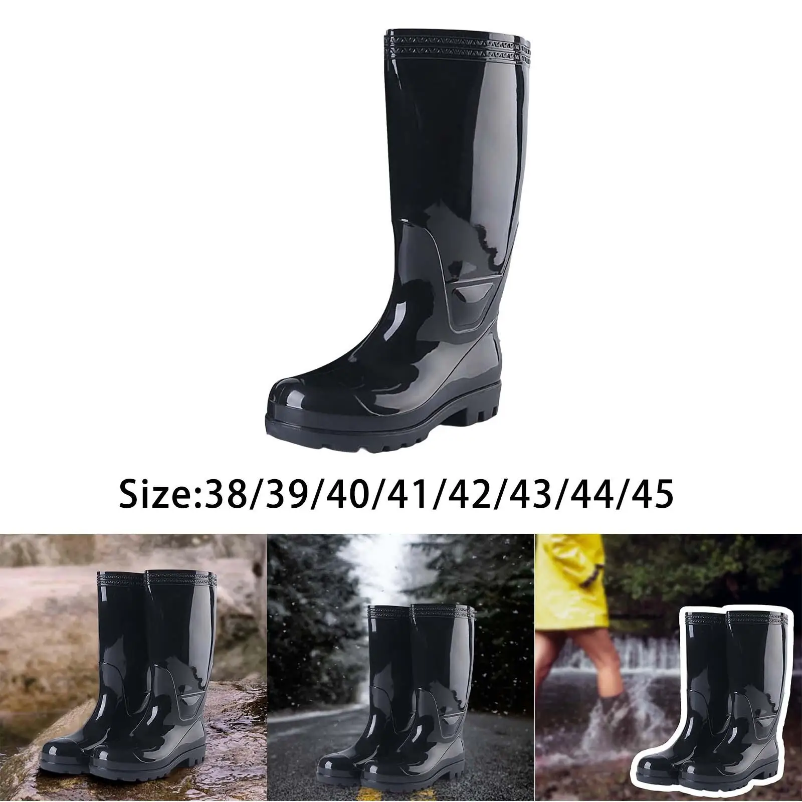 Rain Boots Steel Toe Puncture Resistant Waterproof Work Boots Durable Anti Slip Rubber Boots for Men Knee High Boot for Farming