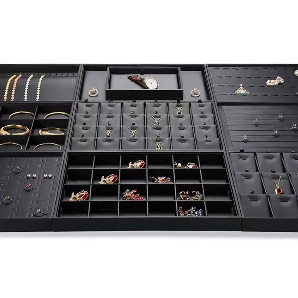 

Штабелируемый лоток для демонстрации ювелирных изделий, черный органайзер для хранения браслетов с плоским дном, водонепроницаемый износостойкий реквизит для демонстрации ожерелий