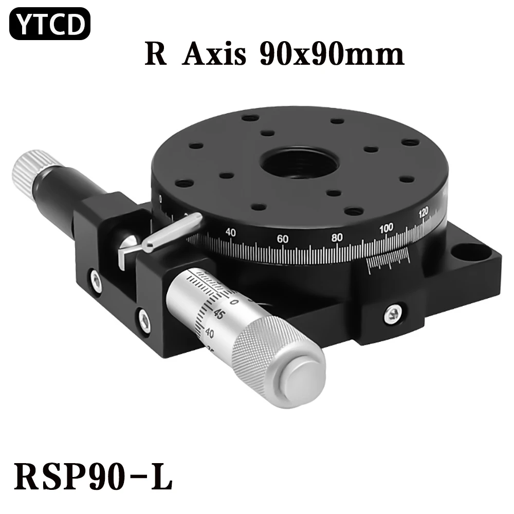 R Axis 90mm RSP90-L 360 Degree High Precision Rotating Slide Table Table Manual Angle Adjustment Platform Optical Micrometer