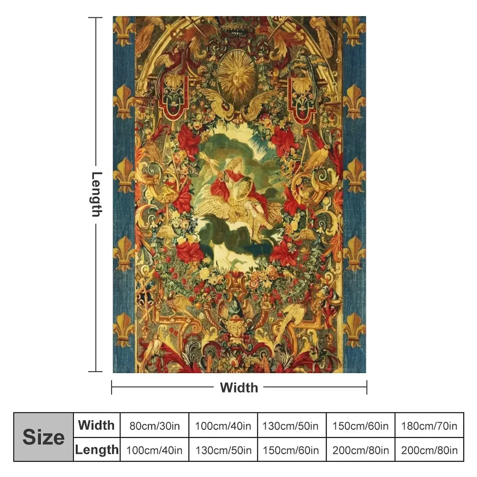 SEASONS AND ELEMENTS, AIR AND JUPITER, LOUIS XIV French Royal Embroidery Tapestry Throw Blanket Luxury St Travel Blankets