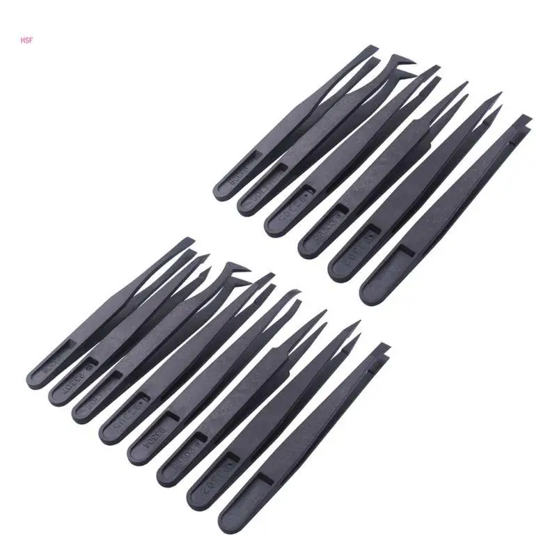 6/8 Pieces Anti Static Carbon Fiber Repair Plastic Tweezers for Phone/PC