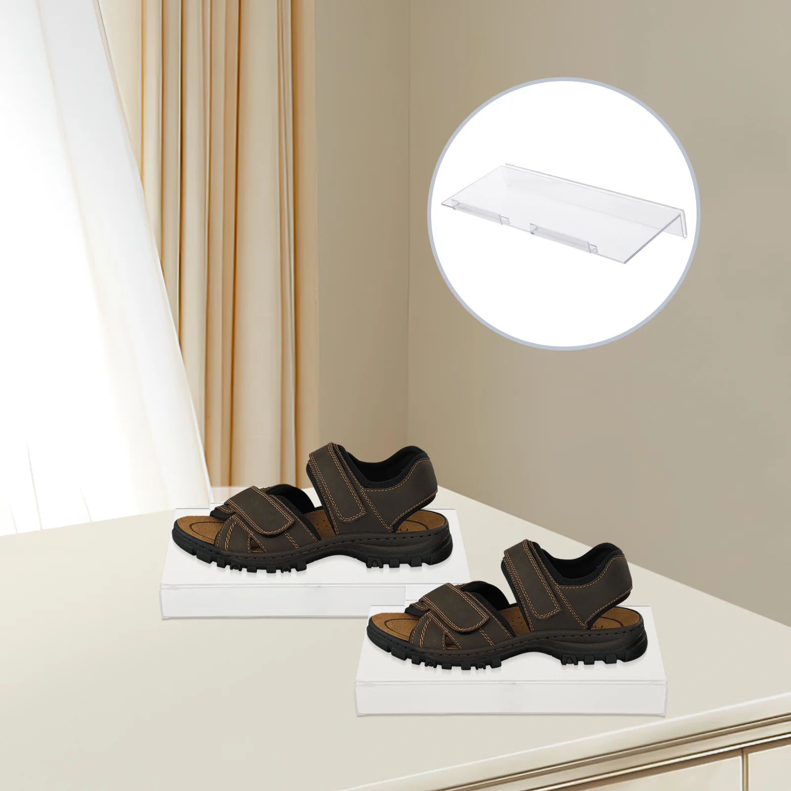 

4pcs Shoes Display Rack Transparent Shoe Organizer Stand For Retail Store Display Shelf For Sneakers Heels Sandals Clear Shoe