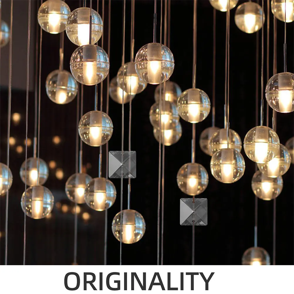 10Pcs Square Acrylic Ceiling Light Beads Mini Pendant Hanging Ornaments Lighting Decor Accessories for DIY Crafts Home Use