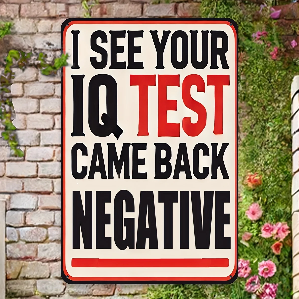 Funny 'I See Your IQ Test Came Back Negative' Vintage Aluminum Sign - Waterproof & Dustproof, Perfect for Home, Garage, Kitchen
