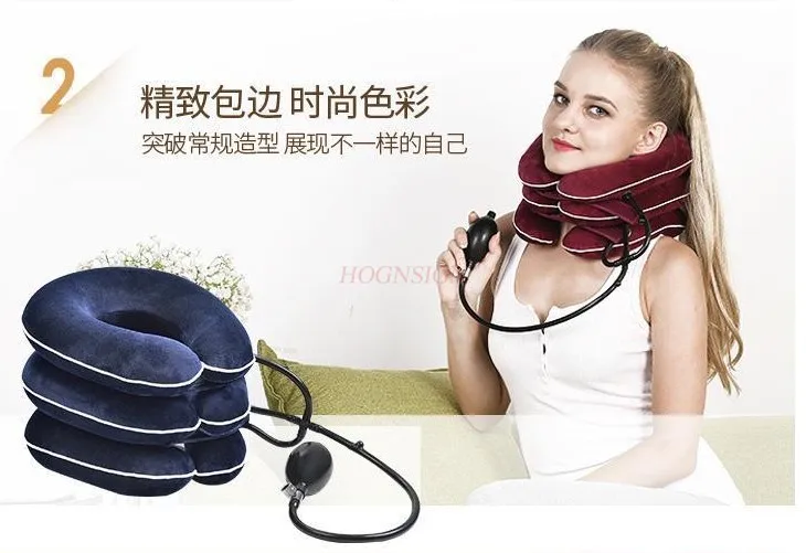 Inflatable Neck Traction Collar Soft Cervical Stretching Device Air Cervical Pillow 3 Layers for Neck&Shoulder Pain Relief Brace