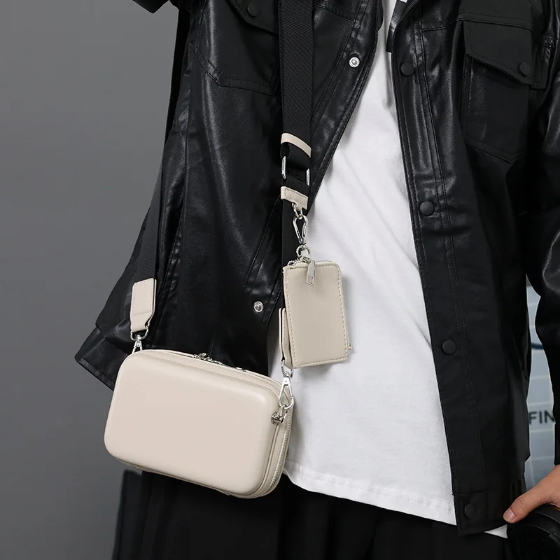 Koreanischer Stil Umhängetasche für Männer Luxusmarken-Design Herren-Umhängetaschen Modische Quadratische Schultertaschen für Männer 2-in-1 Box-Handtaschen – Detail 4