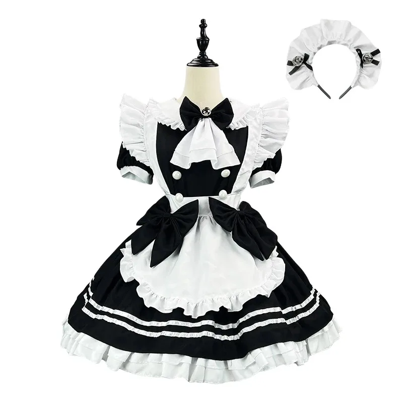 

XT8S-5XL Cute Lolita Girl Maid Outfit Black Vintage Suit Anime Cosplay Costume Women Servant Apron Dress Carnival Party CloXT6@!