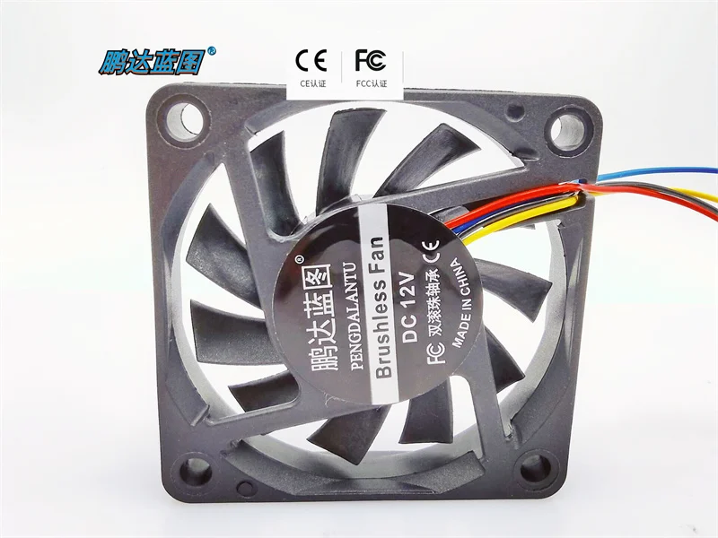 Brand-new Pengda Blueprint 6010 Double Ball Bearings 12V Temperature Control PWM Mute 6CM Computer Chassis Cooling Fan60*60*10MM