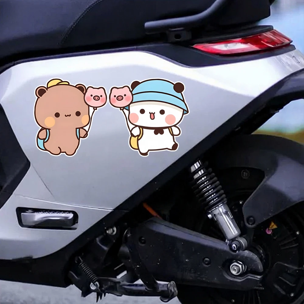Bubu Dudu Cartoon Couple Bear Automobiles Motorcycles Car Sticker Window Body Waterproof Sun Protection Decal PVC Decorate Goods