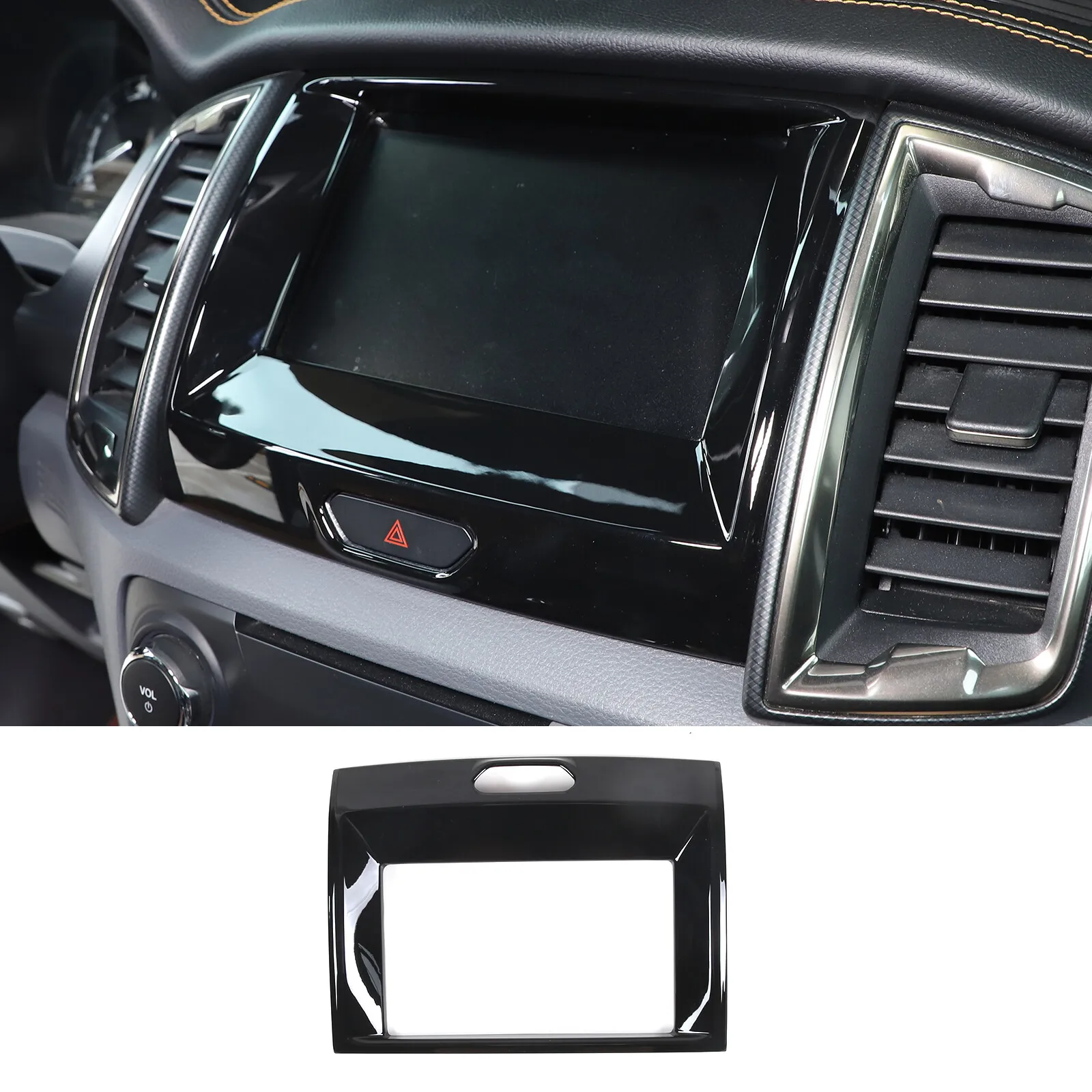 

ABS Carbon Navigation Frame For Ford Ranger Everest Endeavour 2015-2022 Car Center Dash Navigation Frame Panel Cover Accessories