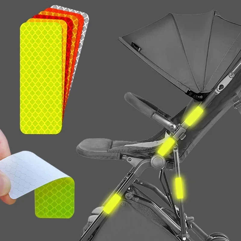 10PCS Baby Stroller Anti-collision Reflective Patch Bicycle Night Light Patch Safety Warning Patch Multiple Uses